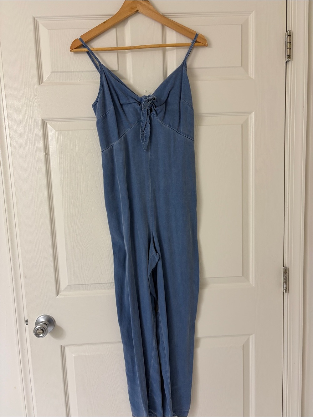 Old Navy Light Blue Tie-Front Spaghetti Strap Jumpsuit